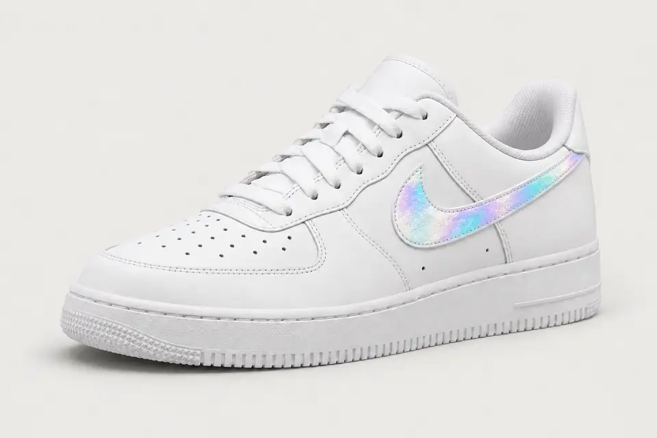 Air Force 1 Blanche Irisée Femme coloris blanc, vue de trois quarts