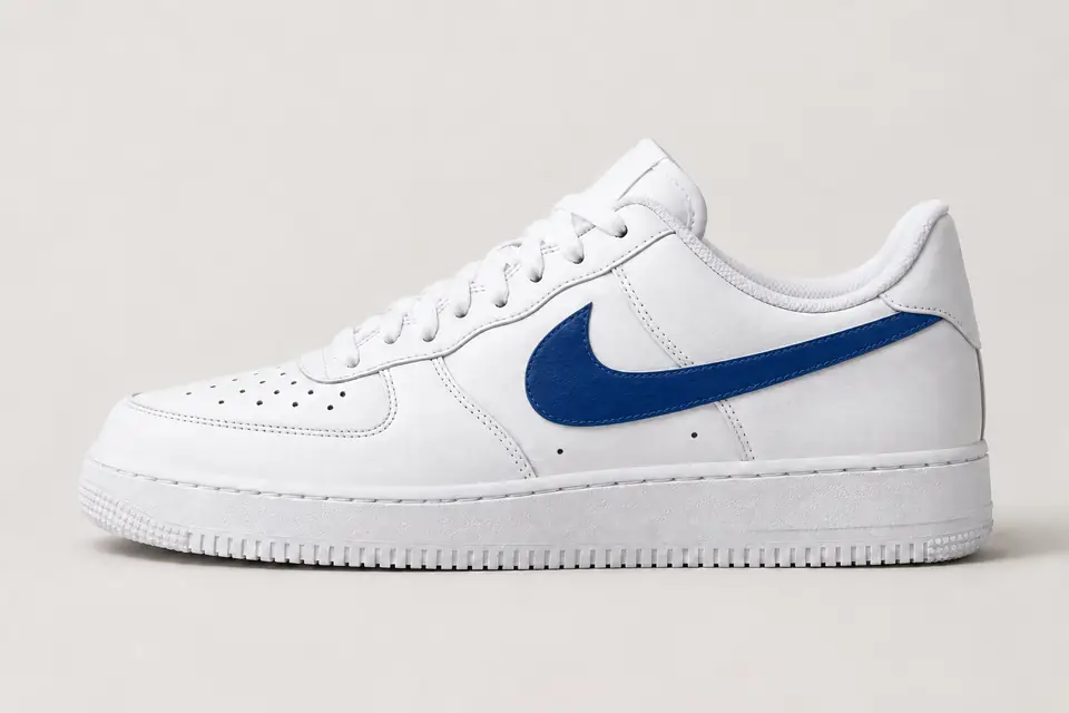 Air Force 1 Bleu Marine et Blanche coloris blanc, vue de profil