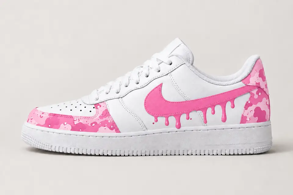 Air Force 1 Camouflage Drip coloris rose, vue de profil