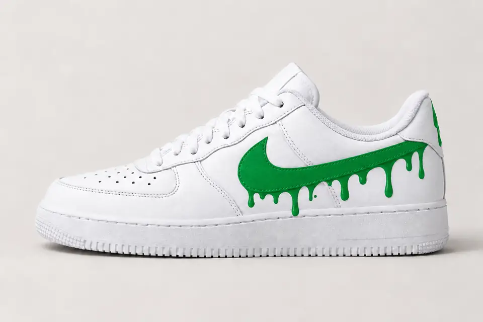 Air Force 1 Cuir Drip coloris vert, vue de profil