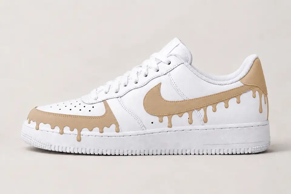 Air Force 1 Daim Drip coloris beige, vue de profil