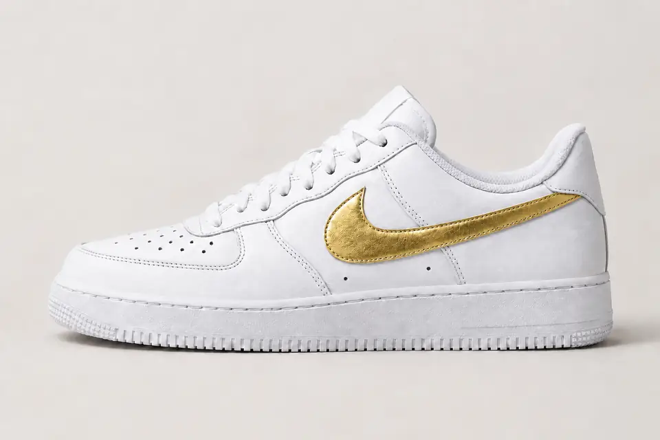 Air Force 1 Gold Metallic coloris or, vue de profil
