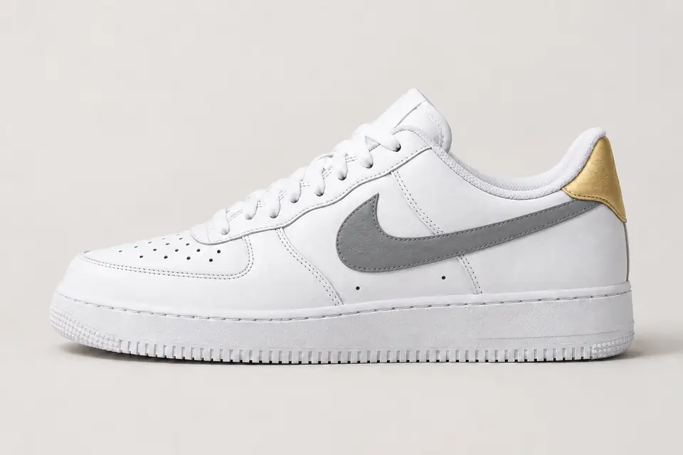 Air Force 1 Grey Gold coloris gris, vue de profil