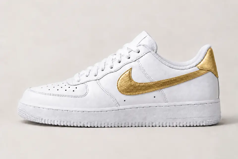 Air Force 1 Grey Gold coloris or, vue de profil