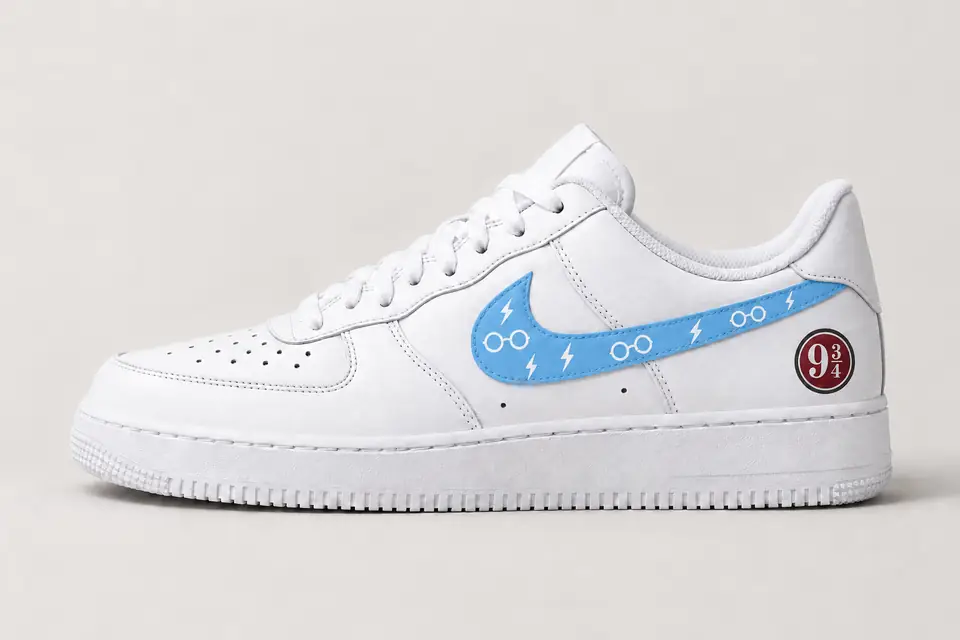 Air Force 1 Harry Potter coloris bleu ciel, vue de profil