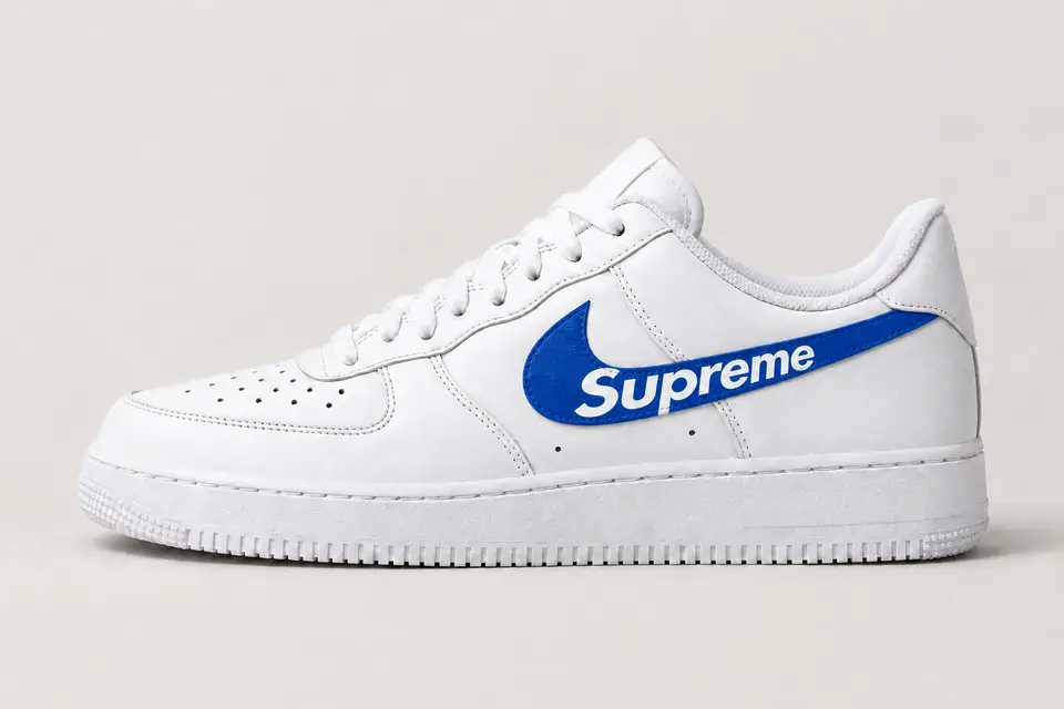 Air Force 1 Homme Supreme coloris bleu, vue de profil