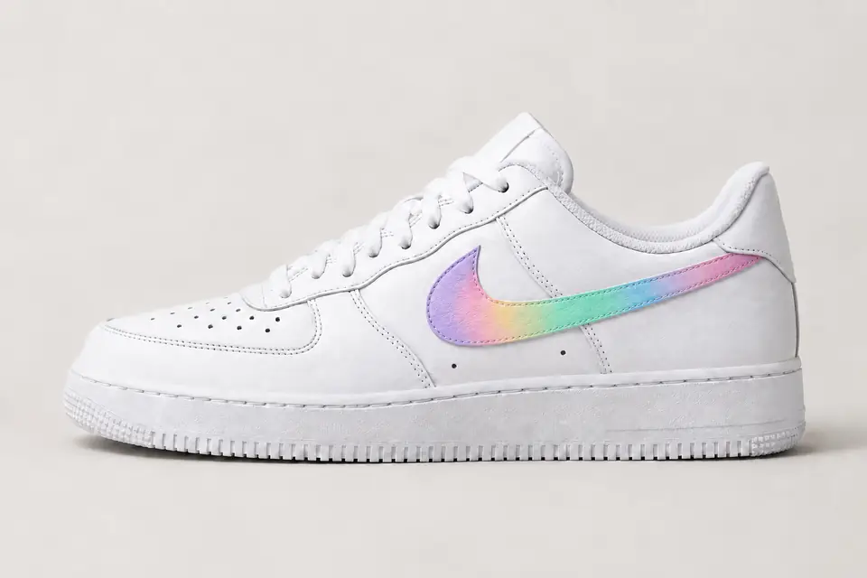 Air Force 1 Iridescent Swoosh coloris multicolore et pastel, vue de profil