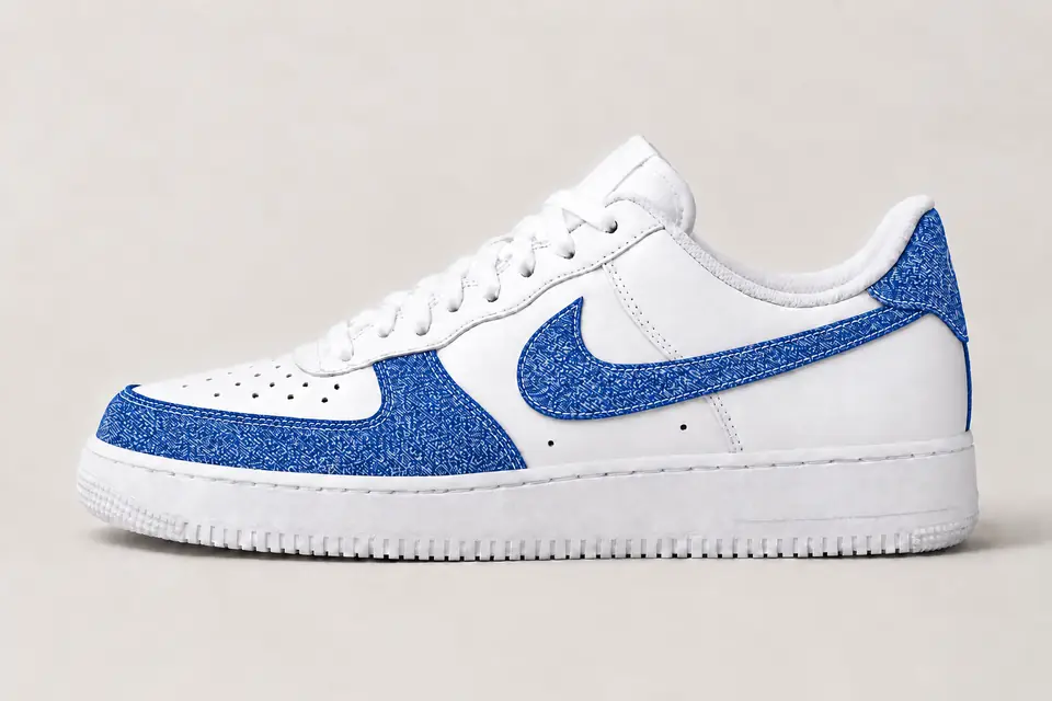 Air Force 1 Jean coloris blanc et bleu, vue de profil