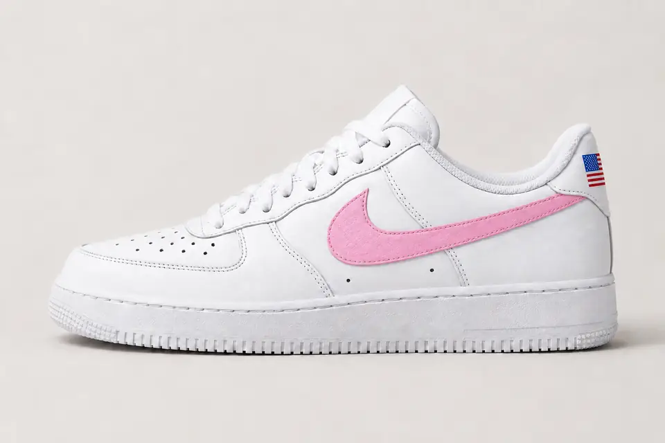 Air Force 1 Los Angeles coloris blanc et rose, vue de profil