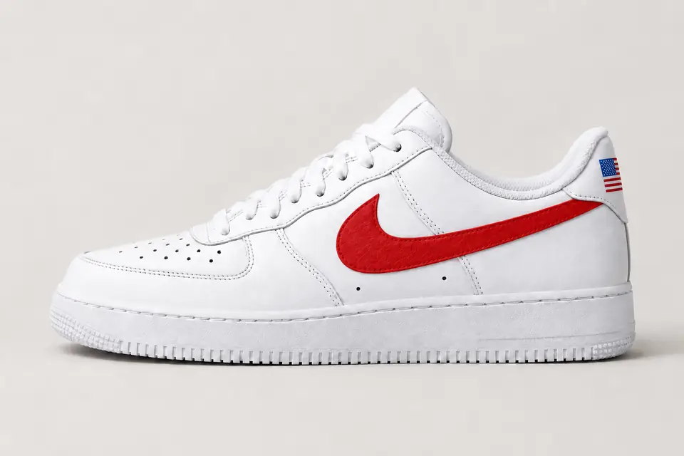 Air Force 1 Los Angeles coloris blanc et rouge, vue de profil