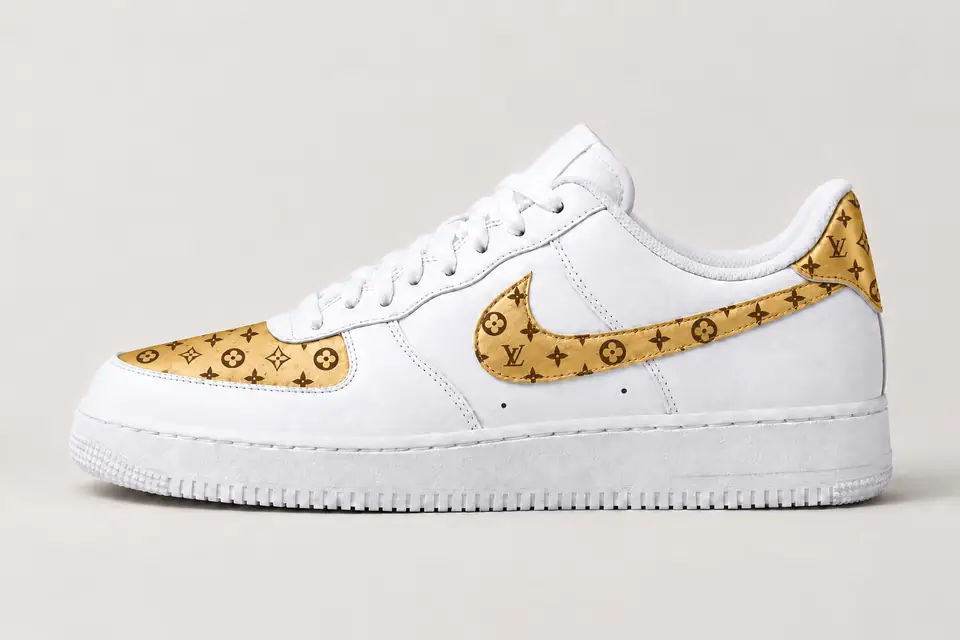 Air Force 1 Louis Vuitton Homme coloris or, vue de profil