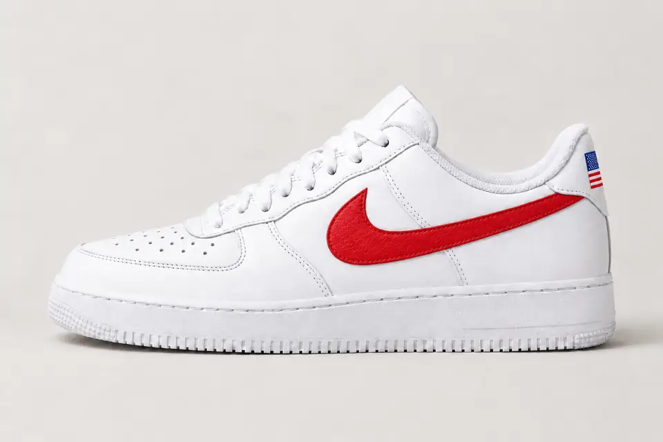 Air Force 1 Miami Vice coloris blanc et rouge, vue de profil