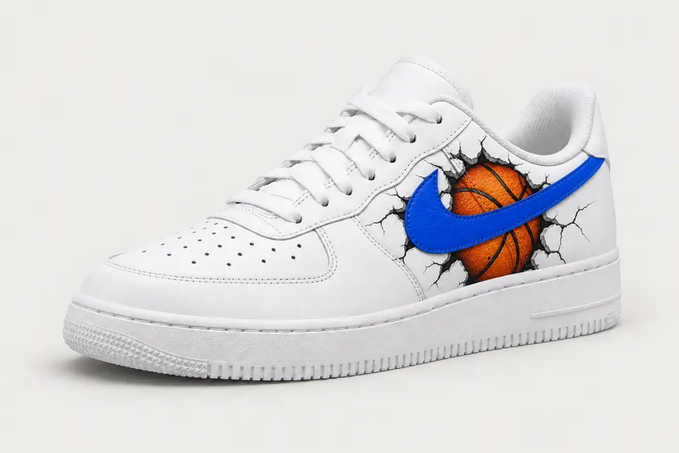 Air Force 1 NBA Bleu coloris bleu, vue de trois quarts