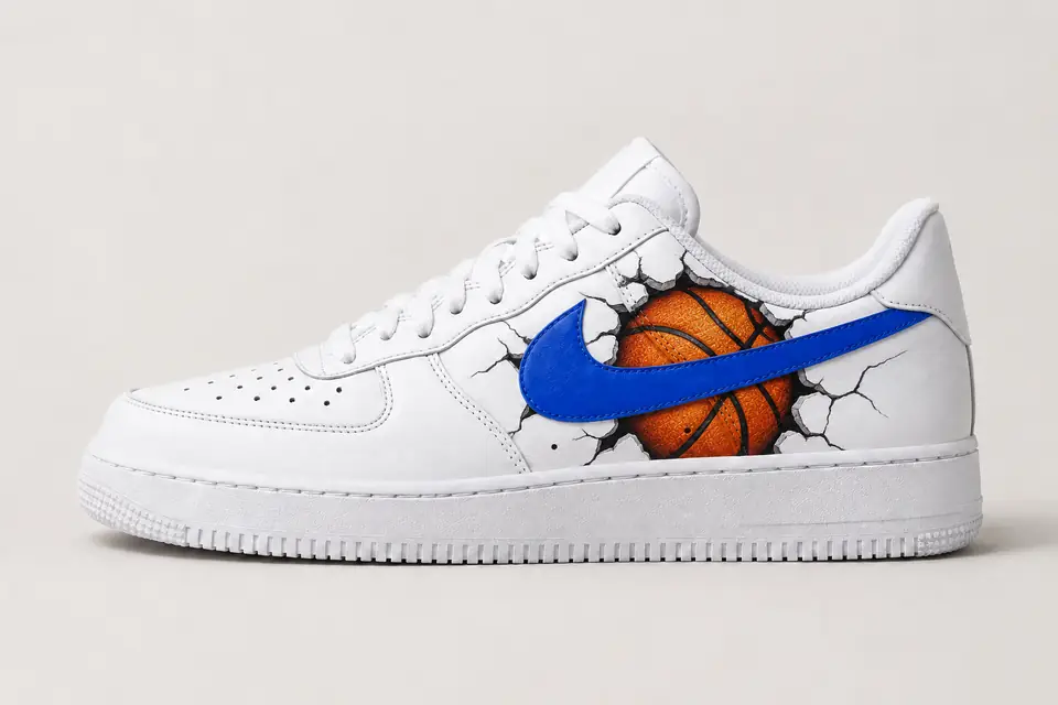 Air Force 1 NBA Bleu coloris bleu, vue de profil