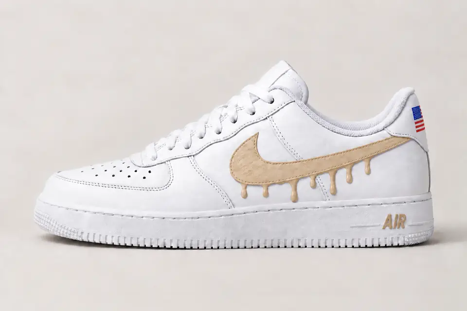 Air Force 1 NYC Drip coloris beige, vue de profil