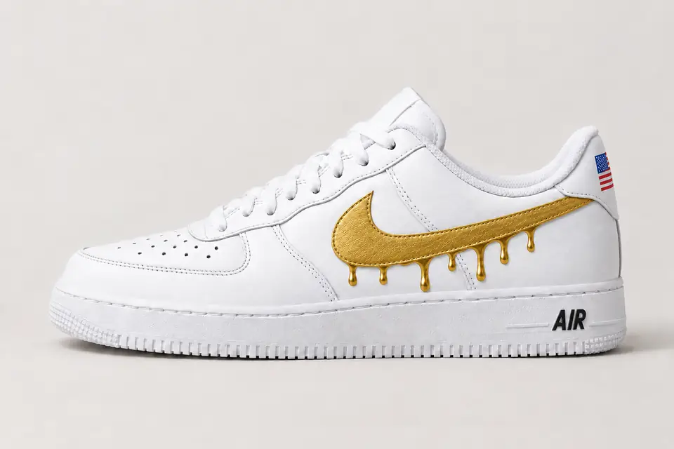 Air Force 1 NYC Drip coloris or, vue de profil