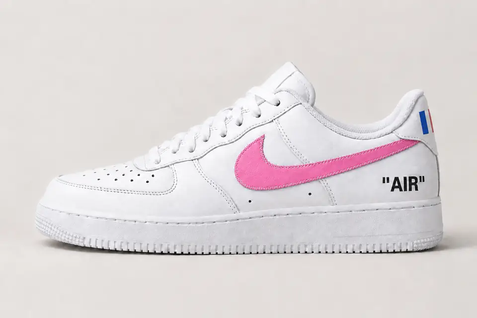 Air Force 1 Off-White Paris coloris rose, vue de profil