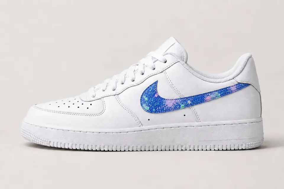Air Force 1 Paillette Femme coloris bleu et pastel, vue de profil