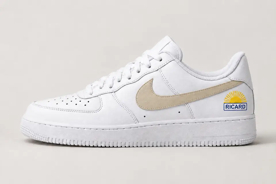 Air Force 1 Ricard Swoosh Peint coloris beige, vue de profil