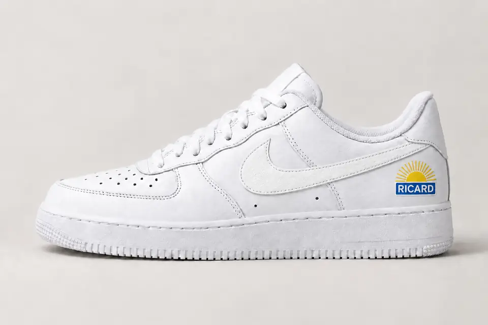 Air Force 1 Ricard Swoosh Peint coloris blanc, vue de profil