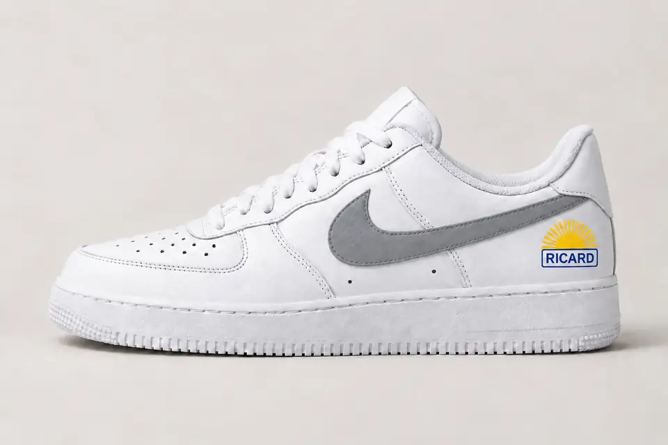 Air Force 1 Ricard Swoosh Peint coloris gris, vue de profil