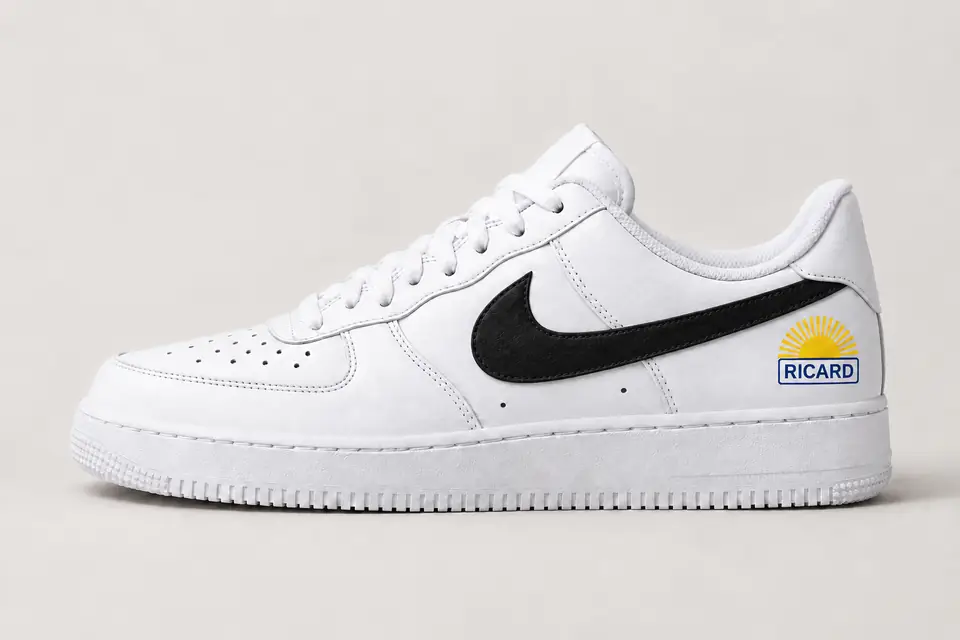 Air Force 1 Ricard Swoosh Peint coloris noir, vue de profil