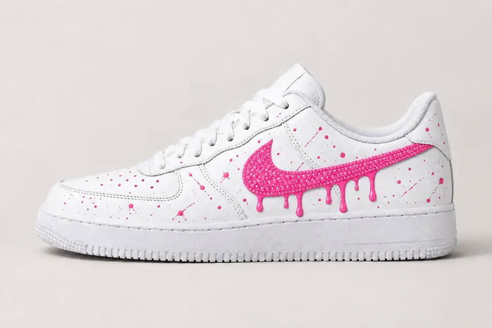 Air Force 1 Swarovski Drip coloris rose, vue de profil