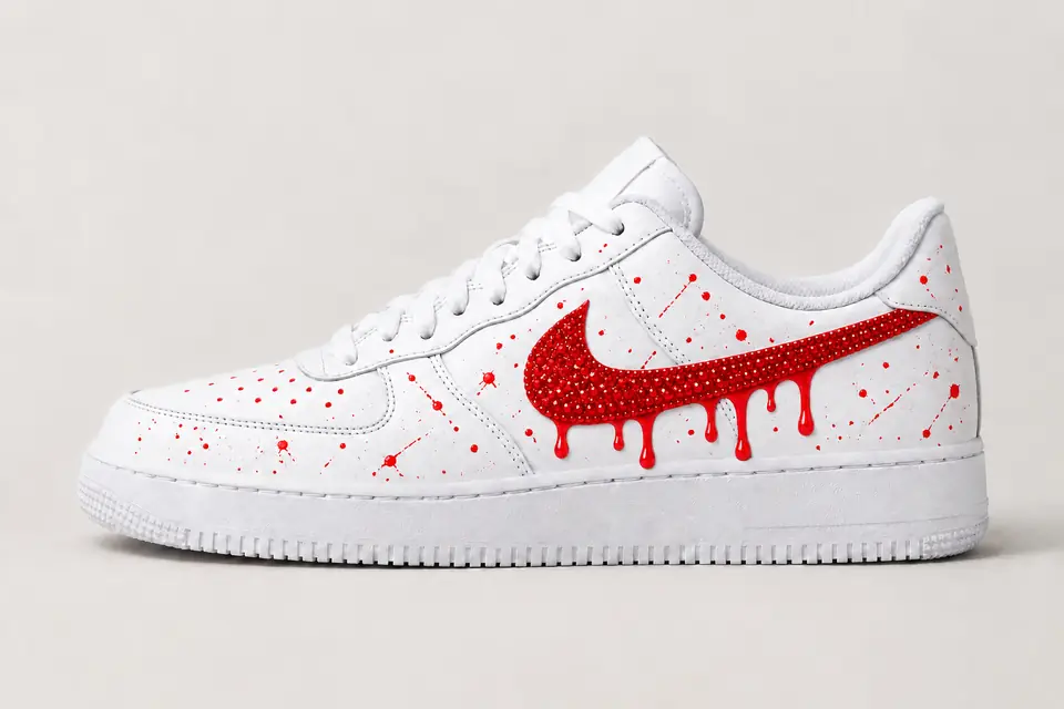 Air Force 1 Swarovski Drip coloris rouge, vue de profil
