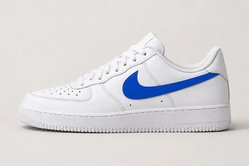 Air Force 1 Swoosh Bleu coloris bleu, vue de profil