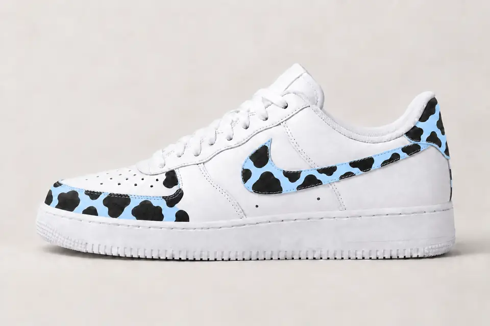 Air Force 1 Vache coloris bleu ciel, vue de profil