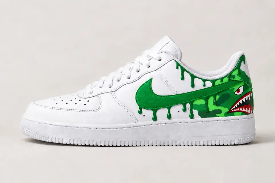 Air Force Bape Drip coloris vert, vue de profil
