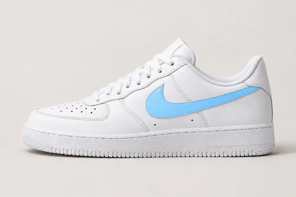 Air Force Bleu Ciel et Blanche coloris blanc, vue de profil