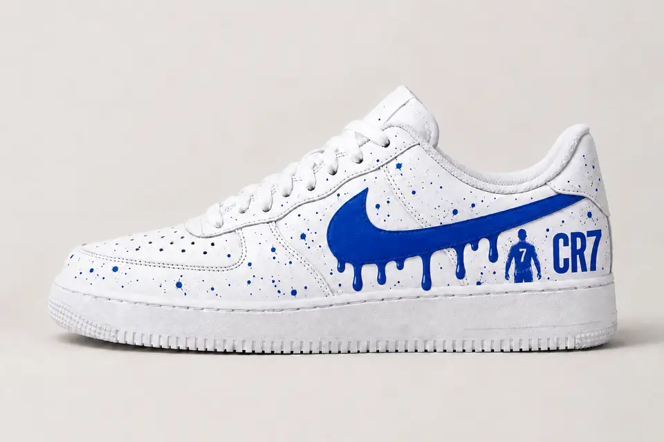 Air Force CR7 Drip coloris bleu, vue de profil
