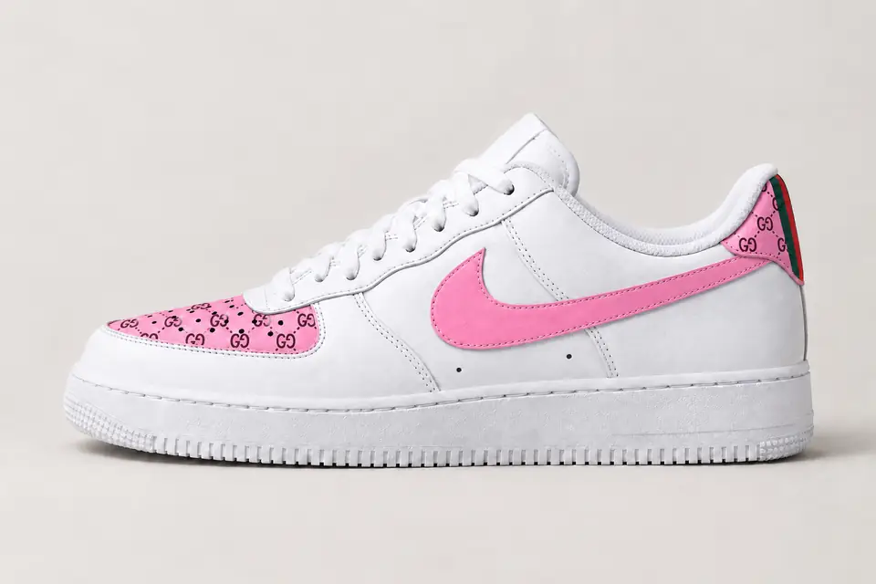 Air Force Gucci Bébé coloris rose, vue de profil