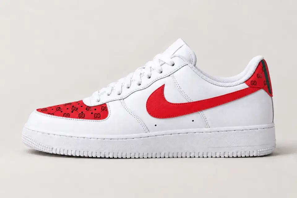 Air Force Gucci Bébé coloris rouge, vue de profil