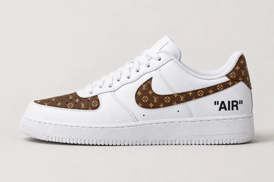 Air Force Louis Vuitton Virgil Abloh coloris marron, vue de profil
