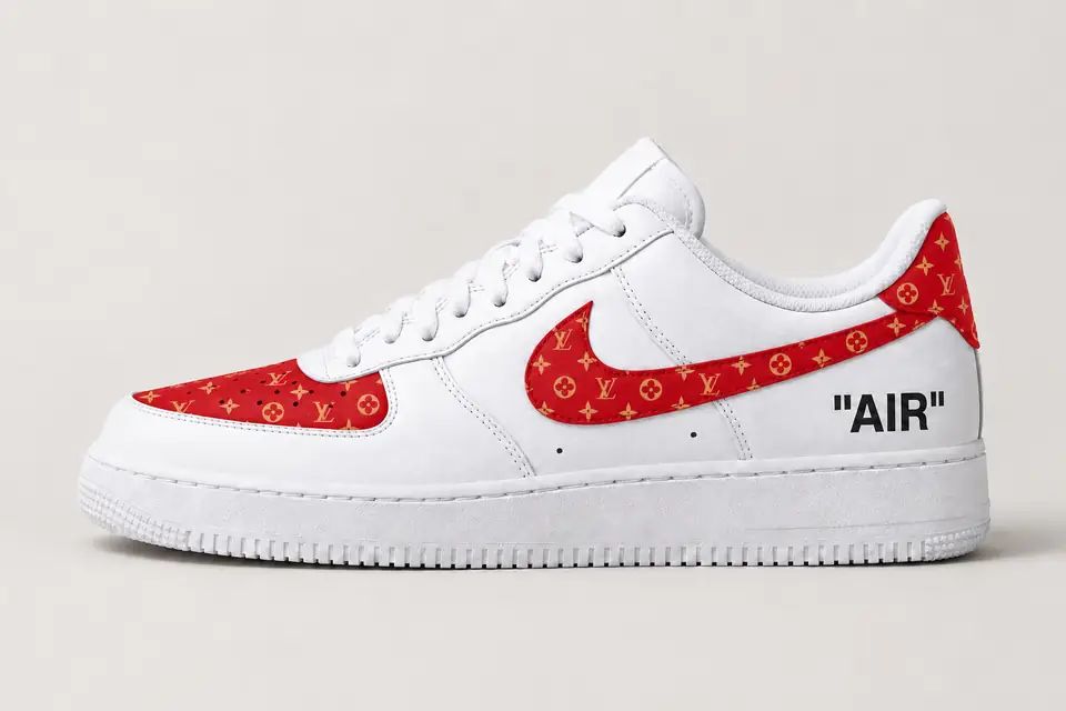 Air Force Louis Vuitton Virgil Abloh coloris rouge, vue de profil