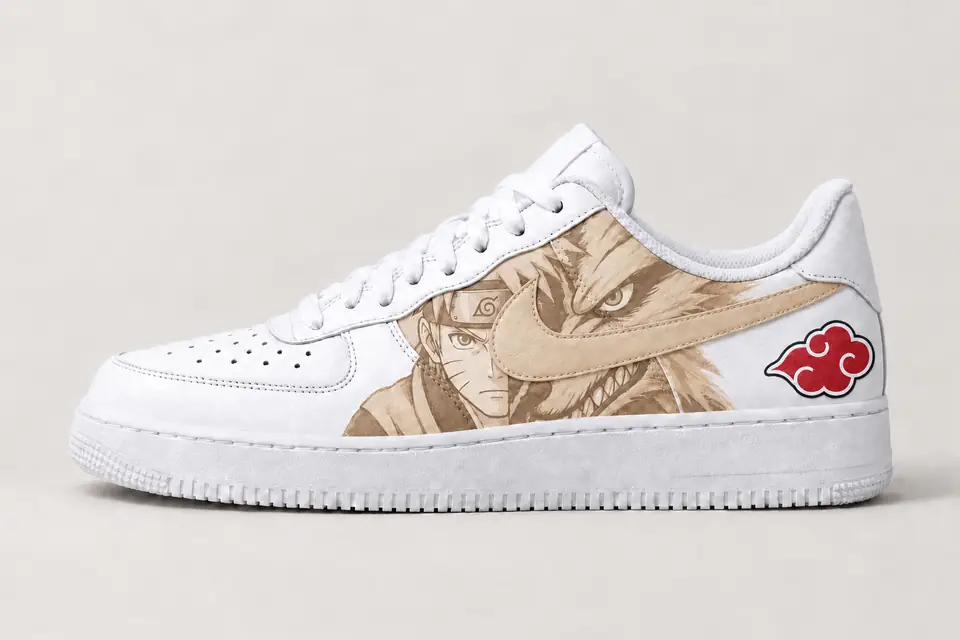 Air Force Naruto Swoosh Peint coloris beige, vue de profil