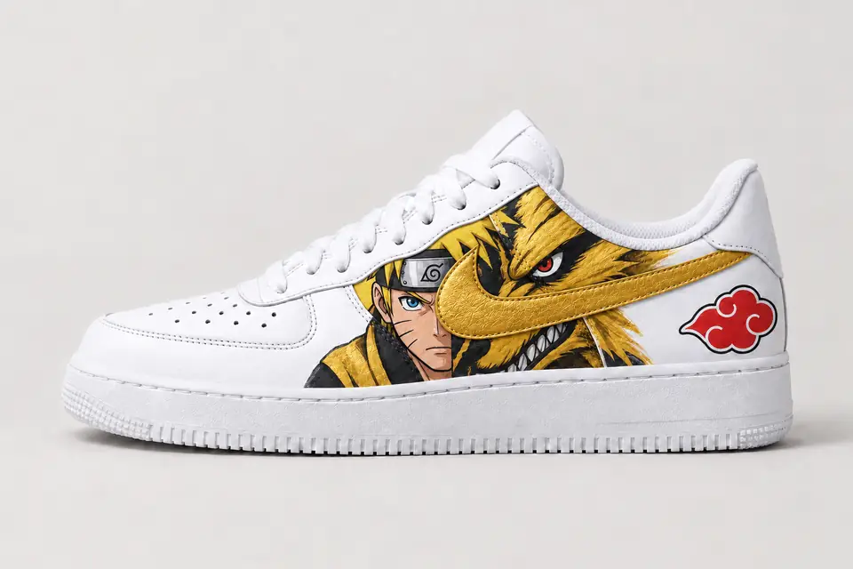 Air Force Naruto Swoosh Peint coloris or, vue de profil