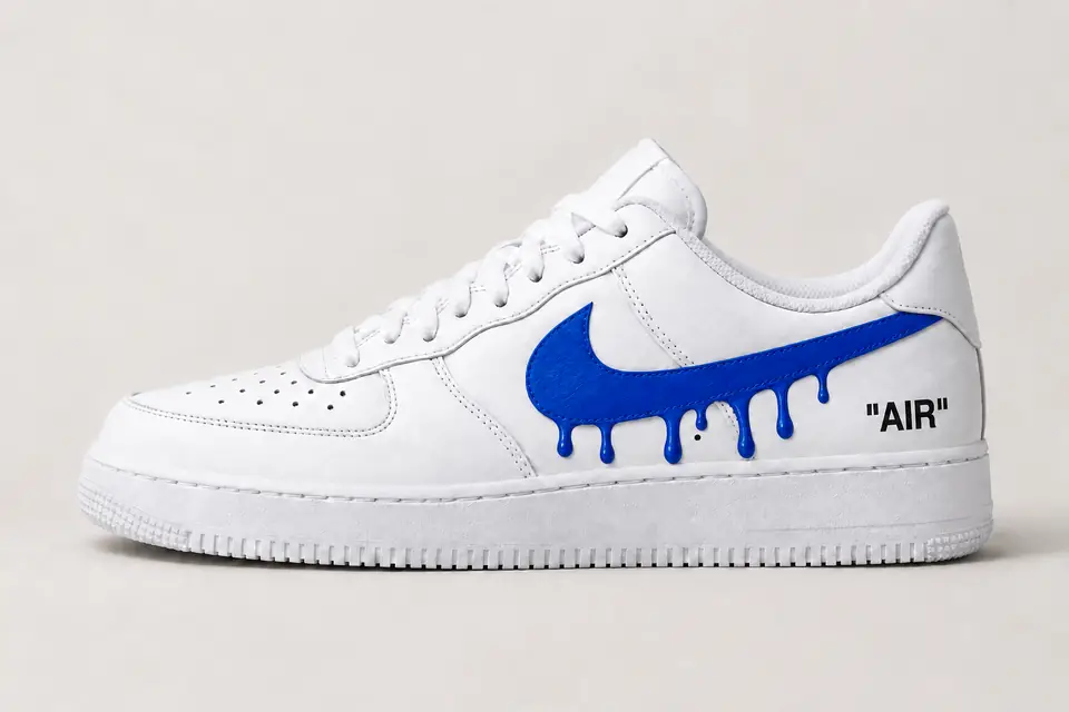 Air Force Off White Drip coloris bleu, vue de profil