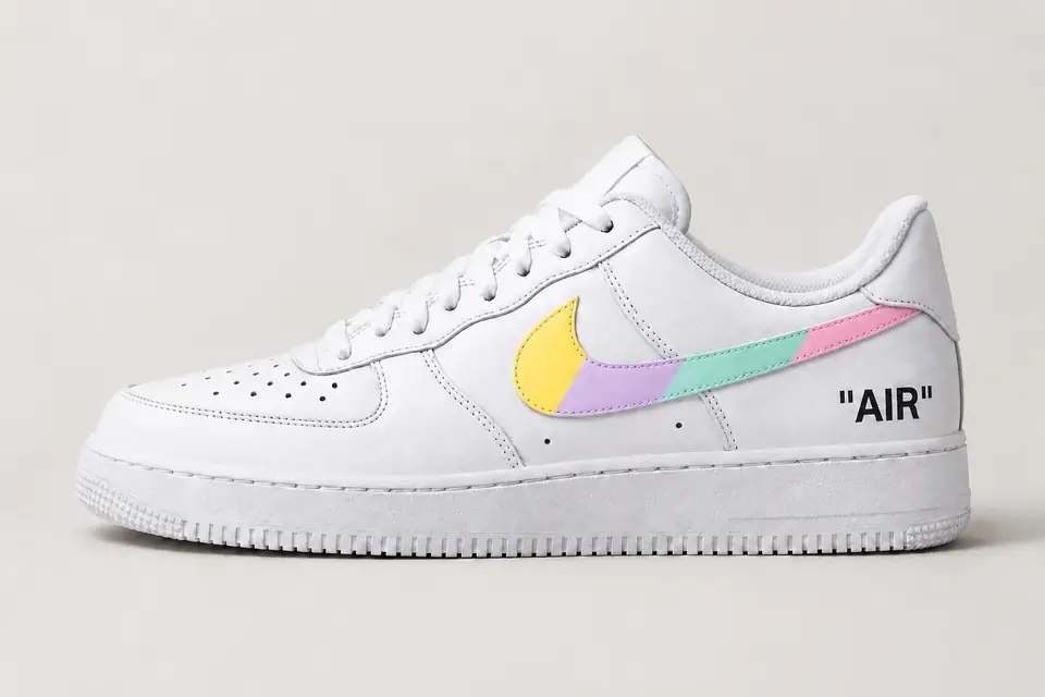 Air Force Off-White Jaune Dégradé coloris jaune et pastel, vue de profil