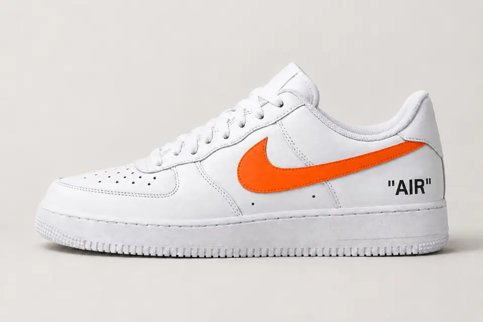 Air Force Off-White Jaune Dégradé coloris noir et orange, vue de profil