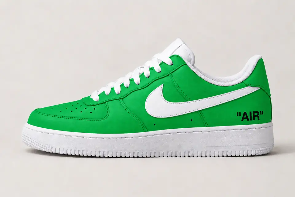 Air Force Off-White Jaune Full Upper coloris vert, vue de profil