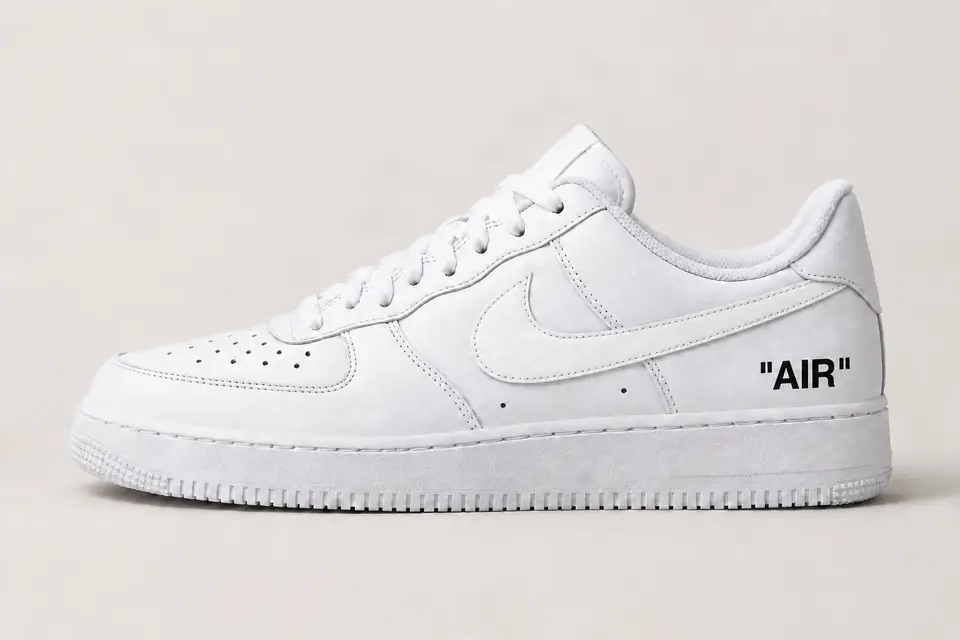 Air Force Off-White Jaune Swoosh Peint coloris blanc, vue de profil