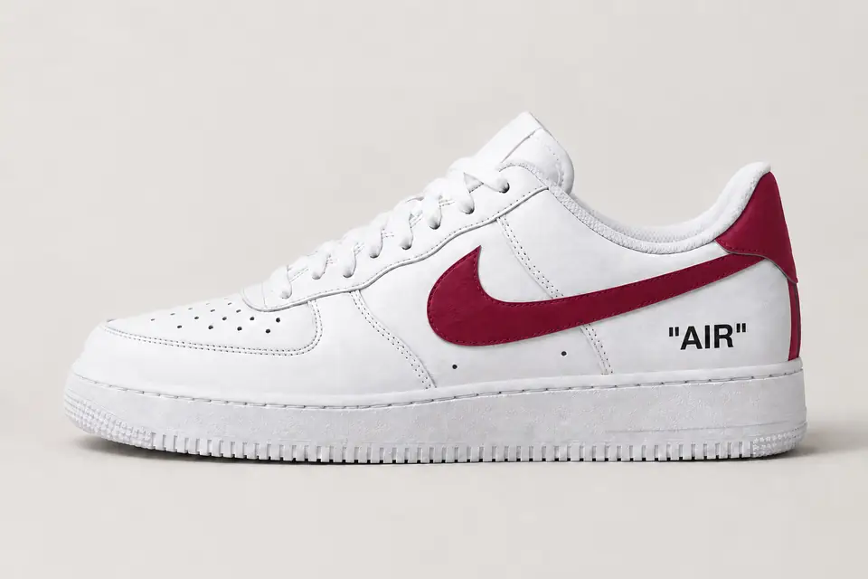 Air Force Off-White Jaune Talon Peint coloris bordeaux, vue de profil