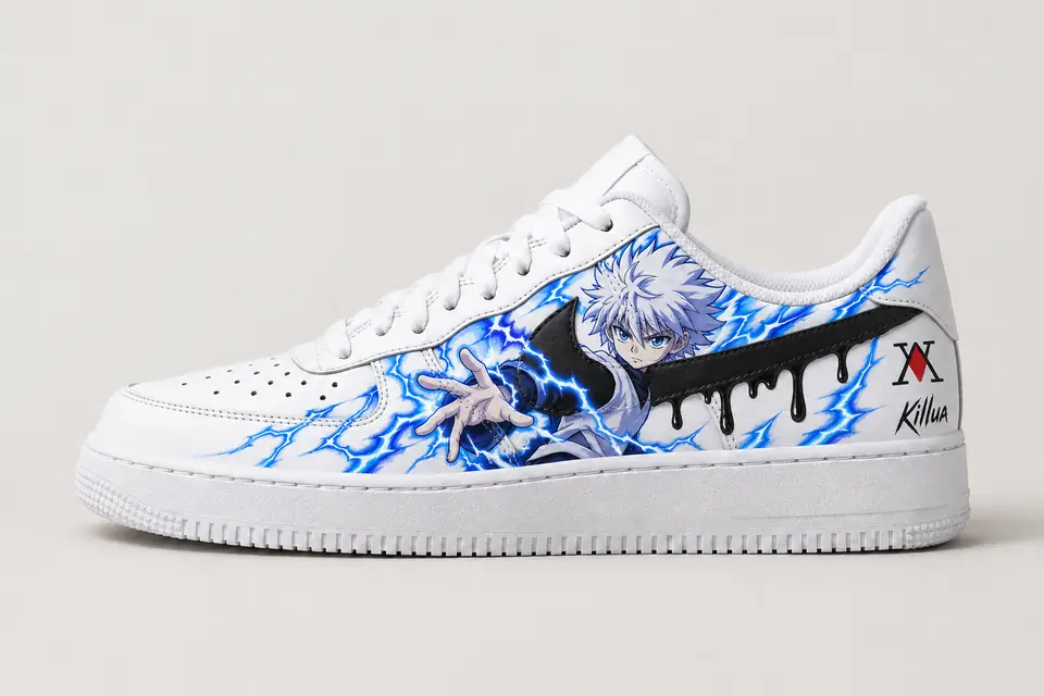 Air Force One Custom Hunter x Hunter Drip coloris noir, vue de profil