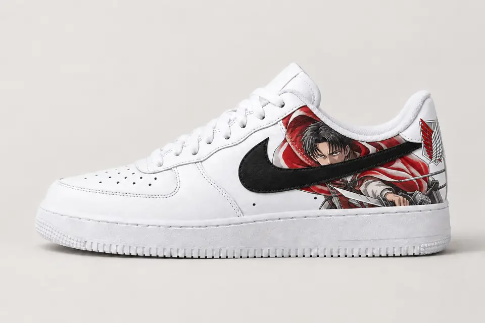 Air Force One Custom SNK coloris blanc et rouge, vue de profil
