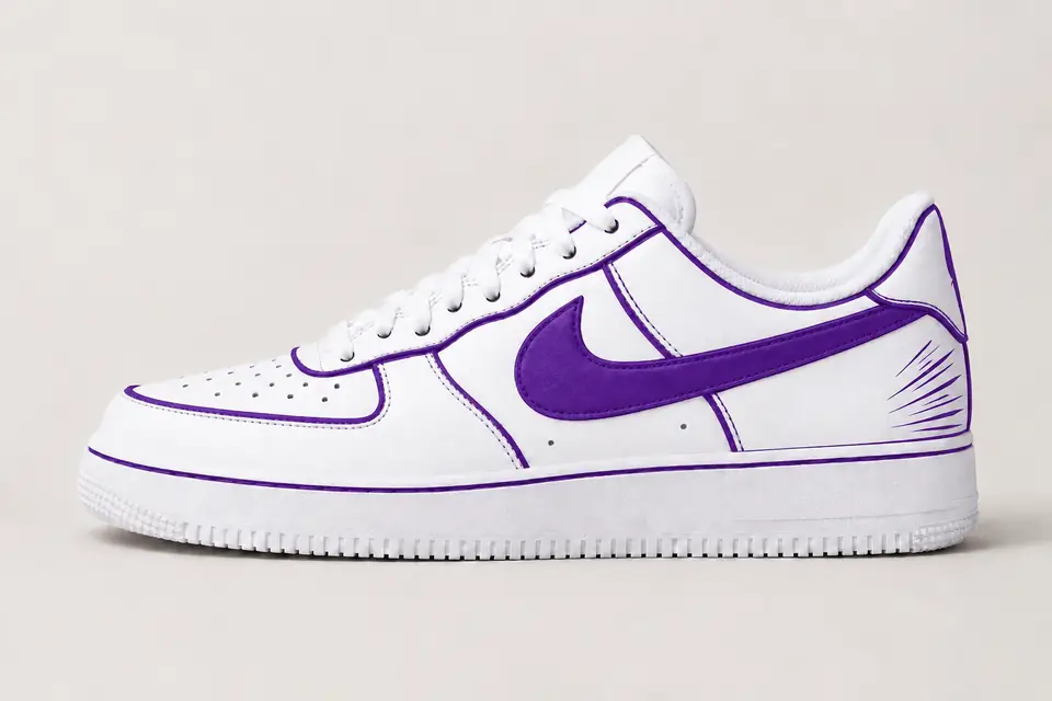 Air Force One Dessin Animé coloris violet, vue de profil