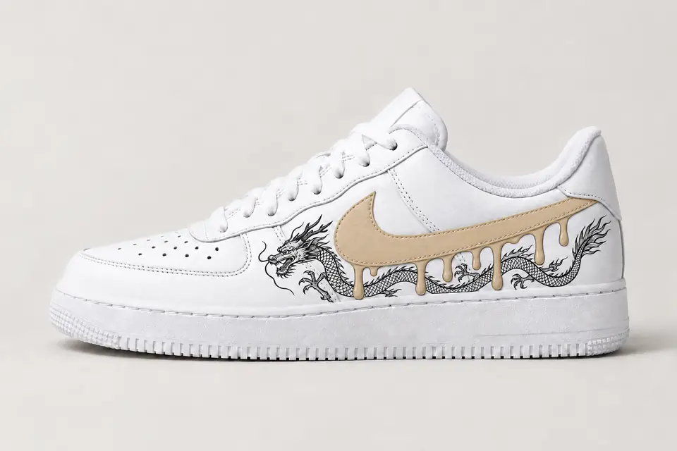 Air Force One Dragon Drip coloris beige, vue de profil