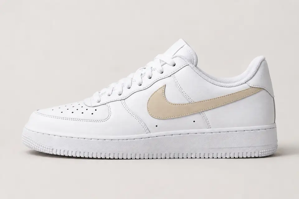 Air Force One Femme Beige et Blanche coloris beige, vue de profil